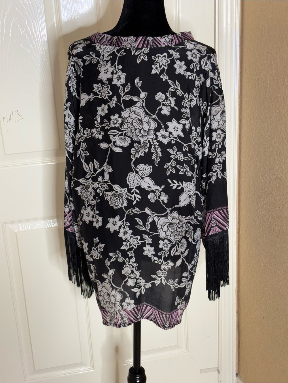 Johnny Was Black Edina Fringe Blouse XLarge - Picture 7 of 13